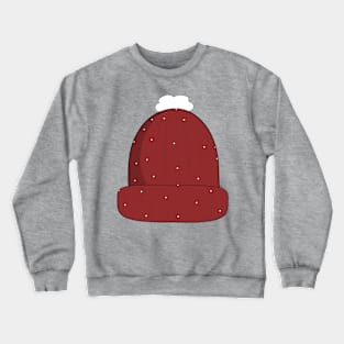 Red Ribbed Knitted Hat Crewneck Sweatshirt